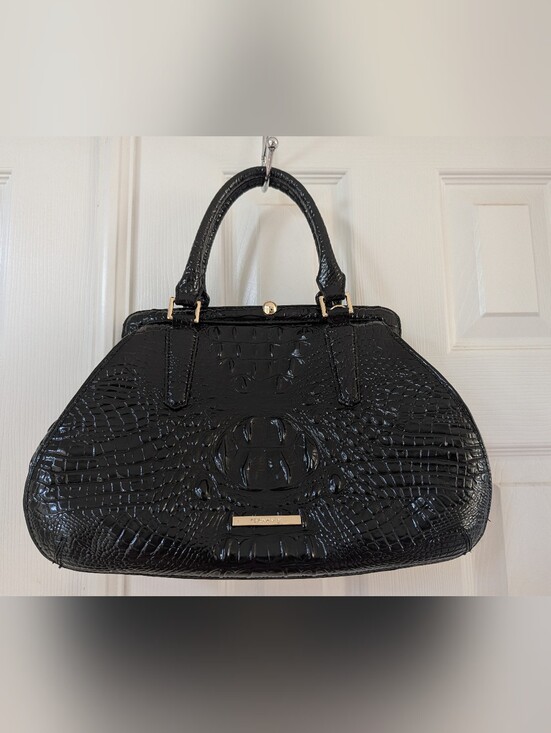 Brahmin Handbags - Brahmin Black Patent Layla Melbourne Croc-Embossed Top-Handle Bag
